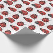 Cute Girly Black Red Waterverf Ladybug Pattern Cadeaupapier (Hoek)