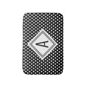 Cute Girly Black White Polka Dots Monogram Badmat (Voorkant Verticaal)