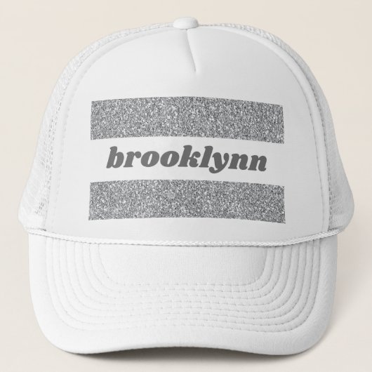 Cute Girly Bling Glitter Pattern Persoonlijke naam Trucker Pet (Voorkant)