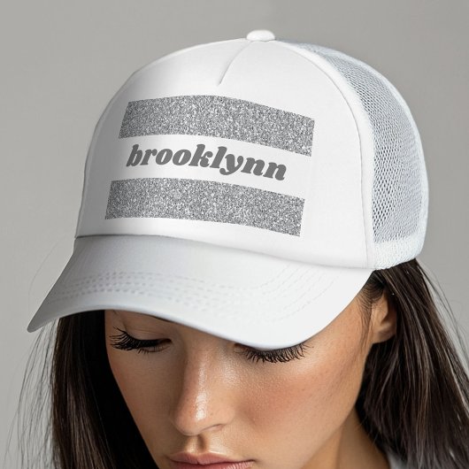 Cute Girly Bling Glitter Pattern Persoonlijke naam Trucker Pet