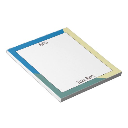 Cute Girly Blue Beige Color Monogrammed Notitieblok (Schuin)