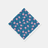 Cute Girly Blue & Pink Floral Servet (Hoek)