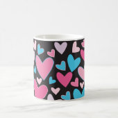 Cute Girly Blue Pink & Paars Hearts Pattern Koffiemok (Center)