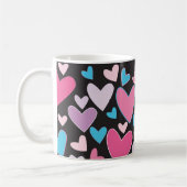 Cute Girly Blue Pink & Paars Hearts Pattern Koffiemok (Links)