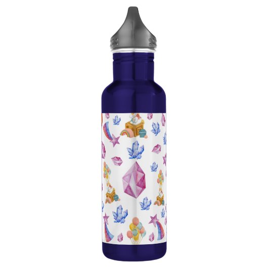Cute Girly Blue Pink Star Name Unicorn Waterfles (Links)