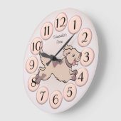 Cute Girly Blush Pink Dog Child Room Clock Grote Klok (Hoek)