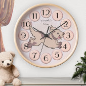 Cute Girly Blush Pink Dog Child Room Clock Grote Klok