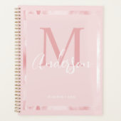 Cute Girly Blush Pink Floral Monogram Planner (Voorkant)