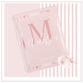 Cute Girly  Blush Pink Floral Monogram Planner