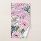 Cute Girly Blush Pink & White Floral Illustration Bad Handdoek (Handdoek)