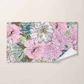 Cute Girly Blush Pink & White Floral Illustration Bad Handdoek (Handdoek)