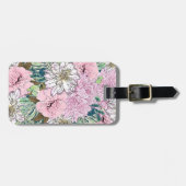 Cute Girly Blush Pink & White Floral Illustration Bagagelabel (Voorkant horizontaal)