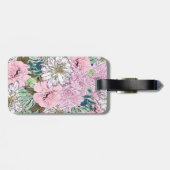 Cute Girly Blush Pink & White Floral Illustration Bagagelabel (Achterkant horizontaal)