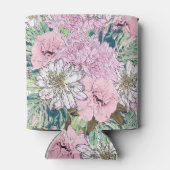 Cute Girly Blush Pink & White Floral Illustration Blikjeskoeler (Achterkant)