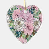 Cute Girly Blush Pink & White Floral Illustration Keramisch Ornament (Rechts)