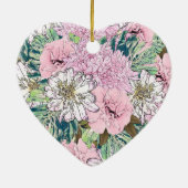 Cute Girly Blush Pink & White Floral Illustration Keramisch Ornament (Achterkant)