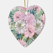 Cute Girly Blush Pink & White Floral Illustration Keramisch Ornament (Links)