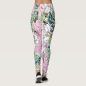 Cute Girly Blush Pink & White Floral Illustration Leggings (Achterkant)