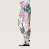 Cute Girly Blush Pink & White Floral Illustration Leggings (Links)