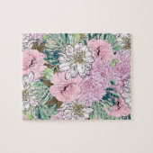 Cute Girly Blush Pink & White Floral Illustration Legpuzzel (Horizontaal)