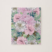 Cute Girly Blush Pink & White Floral Illustration Legpuzzel (Verticaal)