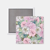 Cute Girly Blush Pink & White Floral Illustration Magneet (Voorkant / Achterkant)