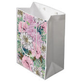 Cute Girly Blush Pink & White Floral Illustration Medium Cadeauzakje (Voorkant Gekanteld)