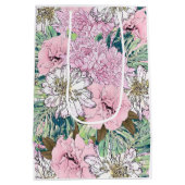 Cute Girly Blush Pink & White Floral Illustration Medium Cadeauzakje (Achterkant)
