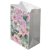 Cute Girly Blush Pink & White Floral Illustration Medium Cadeauzakje (Achterkant Gekanteld)