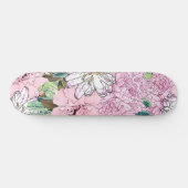 Cute Girly Blush Pink & White Floral Illustration Persoonlijk Skateboard (Horizontaal)