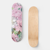 Cute Girly Blush Pink & White Floral Illustration Persoonlijk Skateboard (Voorkant)