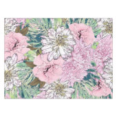 Cute Girly Blush Pink & White Floral Illustration Tafelkleed (Voorkant (Horizontaal))