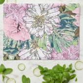 Cute Girly Blush Pink & White Floral Illustration Theedoek (Gevouwen)