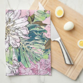 Cute Girly Blush Pink & White Floral Illustration Theedoek (Quarter Fold)