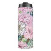 Cute Girly Blush Pink & White Floral Illustration Thermosbeker (Voorkant)