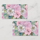 Cute Girly Blush Pink & White Floral Illustration Visitekaartje (Voorkant / Achterkant)