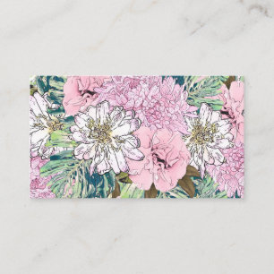 Cute Girly Blush Pink & White Floral Illustration Visitekaartje