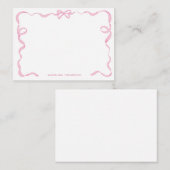 Cute Girly Blush Roze Strik Lint Frame Notitiekaartje (Voorkant / Achterkant)