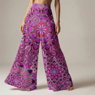 Cute Girly Boho Chic Pink Paarse Floral Mandalas Stof
