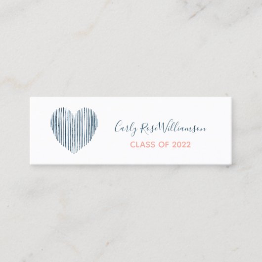 Cute Girly Boho Heart Afstuderen Name Calling Card Contactkaartje (Voorkant)