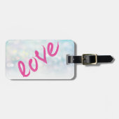 Cute Girly Bokeh, Love-Personalized Bagagelabel (Voorkant horizontaal)