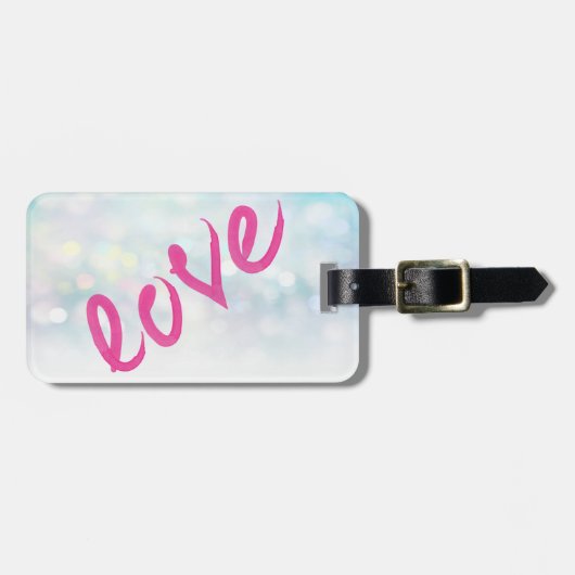 Cute Girly Bokeh, Love-Personalized Bagagelabel (Voorkant horizontaal)