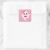 Cute girly Boo! Ghost Vierkante Sticker (Tas)