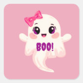 Cute girly Boo! Ghost Vierkante Sticker (Voorkant)