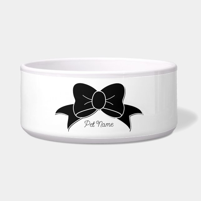 Cute Girly Bow Personalized Pet Voerbakje (Voorkant)