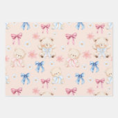 Cute Girly Bow Teddy Bears Seamless Pattern Inpakpapier Vel (Voorkant 3)