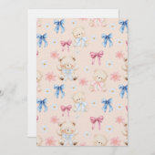 Cute Girly Bow Teddy Bears Seamless Pattern Kaart (Voorkant / Achterkant)