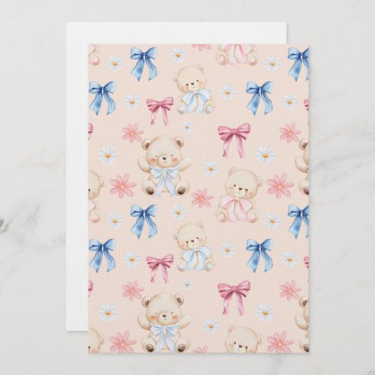 Cute Girly Bow Teddy Bears Seamless Pattern Kaart (Voorkant / Achterkant)