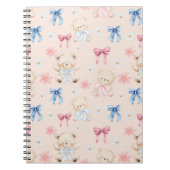 Cute Girly Bow Teddy Bears Seamless Pattern Notitieboek (Voorkant)