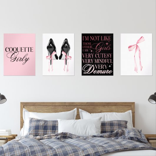 Cute Girly Bow Wall Wall Art Sets (Slaapkamer)